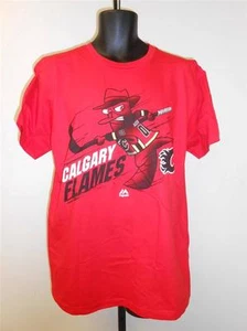 New Calgary Flames Phineas & Ferb Adult Mens Size L Large Majestic NHL Shirt - Picture 1 of 7