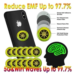 12pc Radiation Protection Sticker Phone Tablet Laptop 5G Wi-Fi EF RF EMF - Picture 1 of 6