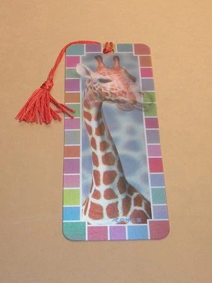 New 3D Lenticular Bookmark - GIRAFFE - with Tassle - Image Pops Right Out Foto 1 de 2