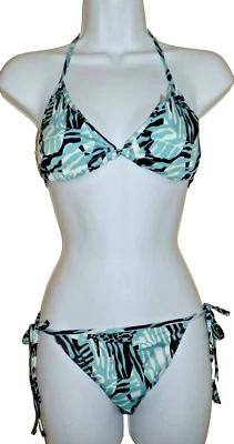 Nuevo Traje de Baño Bikini de Poliéster/Spandex Talla Grande Verde Negro Blanco Talla Juniors  Foto 1 de 2