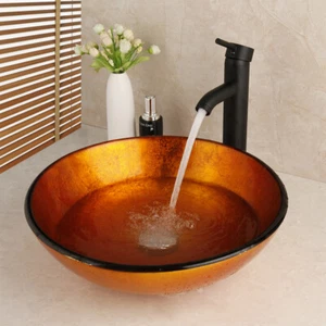 Lavabo GE vidrio templado pintado a mano inodoro baño lavabo Combine - Imagen 1 de 10