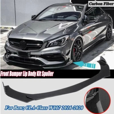Front Bumper Lip Splitter for Mercedes CLA 2016-2020 Carbon Fiber Look - Image 1 of 4