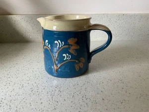 Vintage iron glaze hand potted art Pottery Studio gravy larger Jug flowers - Picture 1 of 7