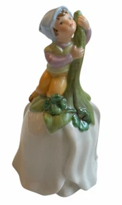 1983 Vintage Avon Ceramic Flower Shaped Bell with Pixie Elf & Four Leaf Clovers - Picture 1 of 6