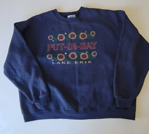 Vintage Put In Bay Ohio Crewneck Sweatshirt Sunflowers Kids 2xl - Picture 1 of 4