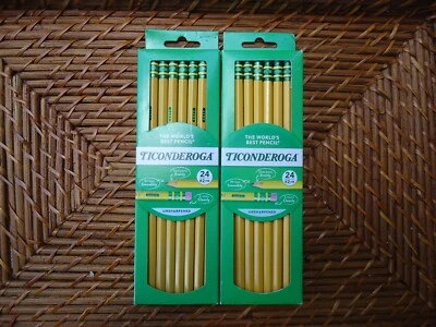 2 lápices sin afilar Ticonderoga 24 paquete #2 HB The Worlds Best lápiz caja rasgada Foto 1 de 4