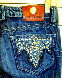 ANTIK DENIM women amazing rhinestones back pocket sexy jeans size 25 