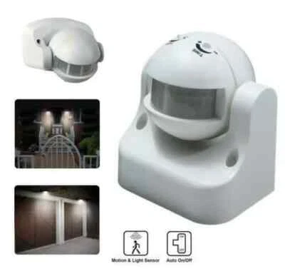 SENSORE MOVIMENTO INFRAROSSI PIR CREPUSCOLARE RILEVA PRESENZA LUCI LAMPADE FARO - Immagine 1 di 2