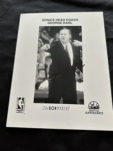 George Karl Signed 8.5X11 Team Issued Photo Seattle Supersonics NBA HOF Coach - Picture 1 of 2