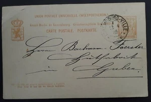 RARE 1885 Luxembourg 10c Stamped Postcard to Guben Germany - Bild 1 von 2