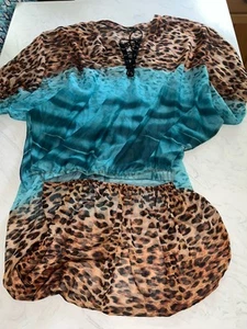 Chic Me Leopard Cover Up Sheer Lace Up Xl Elastic Pouch - Picture 1 of 5
