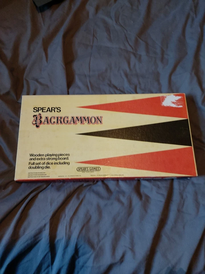 VINTAGE SPEAR'S BACKGAMMON GAME WITH WOODEN PLAYING PIECES COMPLETE - Image 1 of 4