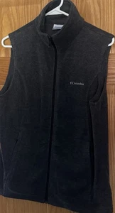 Womens Columbia Gray Full-Zip Fleece Vest Zip Pockets Size Medium - Picture 1 of 3