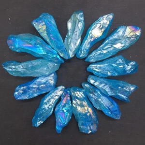 A Lot Titanium Rainbow Aura Natural Lemurian Quartz Crystal Point Healing 13pcs - Picture 1 of 10