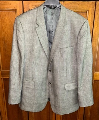 Jos A Bank Sport Coat Men's 48R Silk & Camel Hair Glen Check Plaid Gray Black - Image 1 of 4