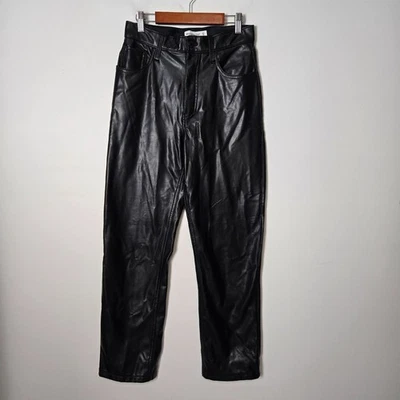 Pantalones cortos de cuero sintético de tiro alto recto años 90 Abercrombie & Fitch talla 27 Foto 1 de 4