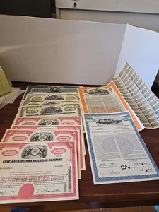 Vintage Bonds And Stocks Lot Of 10 - Picture 1 of 10