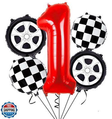 Kwuz Race Car Birthday Balloons Boys Fast One First Birthday Decorations Race - Image 1 of 4