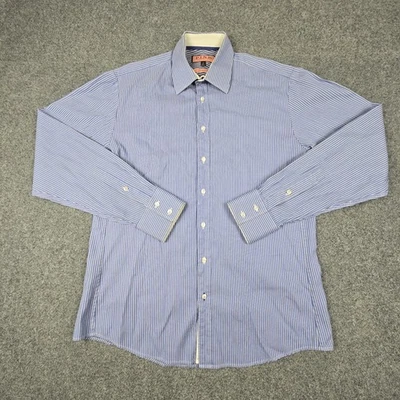 Thomas PINK Shirt Mens LARGE blue striped Long Sleeve Button Up collared Size L - Image 1 of 4