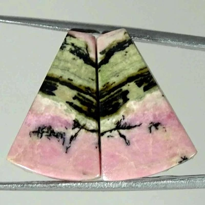 25.20Cts Natural Rhodonite Cushion Pair Loose Gemstone Earring Making 14x21x4mm - Image 1 of 4