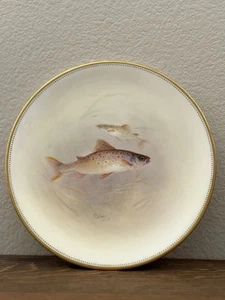 Royal Doulton Hand Painted Trout 9" Plate, Artist Signed Charles Hart - Picture 1 of 7