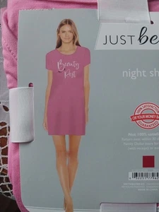 NEW Just be... Small - 2X Women's "Beauty Rest" Night Shirt Pink SOFT Stretch - Picture 1 of 2