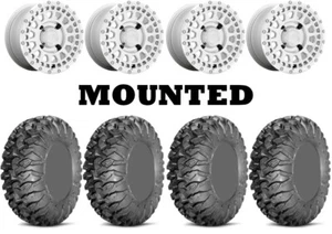 Kit 4 EFX MotoClaw Tires 28x9-15 on Black Rhino Parker Silver Wheels VIK - Picture 1 of 5