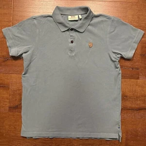 FjallRaven Ovik Polo Shirt Mens M Blue Pique Short Sleeve City Career Minimal - Picture 1 of 12