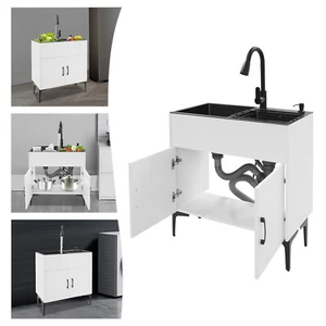 Laundry Sink, Laundry Sink with Pull-Out Faucet, Sink with Cabinet - Picture 1 of 15
