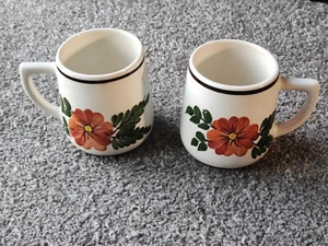 2 x Babbacombe Keramik Torquay kleine Tasse Becher 8,5 cm Vintage handbemalt Blumen - Bild 1 von 22