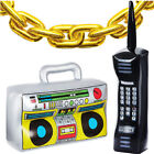 MY# 80s 90s Retro Inflatable Radio Boombox Mobile Phone 16 inch Gold Chains Prop