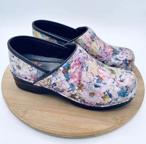 Dansko XP Shoes Womens 8.5 39 Pink Leather Floral Occupational - Picture 1 of 12
