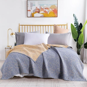 Muslin Cotton Bed Blanket Breathable and Warm High Quality Jacquard Blanket - Picture 1 of 71