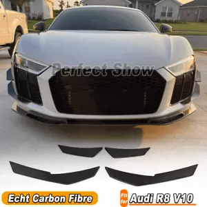 Parachoques delanteros de carbono para Audi R8 MK2 V10 16-19 aletas aletas alerón Canards - Imagen 1 de 11