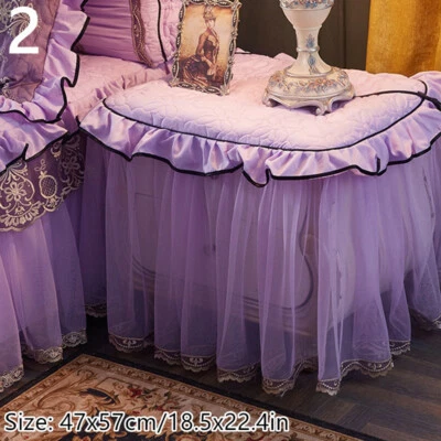 1X Room Bedside Tablecloth Dustproof Cover Mesh Lace Ruffle Quilted Pleated Home - Image 1 of 4