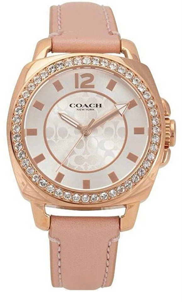 Coach 14503151 Small BOYFRIEND 34mm Rose Gold Stainless Steel Case with Pink Leather Strap Women's Wristwatch