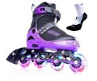 Papaison Adjustable Inline Skates - Full Light Up Wheels Purple - size XL - NEW!