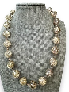 Gray Crackle Glass Beaded Necklace 19.25 “Copper Toggle  - Picture 1 of 7