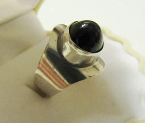Anillo Ónix Esterlina Cof Carl Ove Friedenberg Dinamarca T. 17,5 Modernista __ Años 60 - Imagen 1 de 13