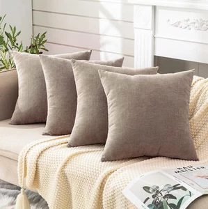 Decorative Square Throw Pillow Covers 18x18 Inch Set of 4 Super Soft Chenille... - Picture 1 of 9