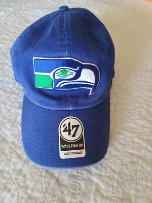 NFL Seattle Seahawks '47 Limpieza Azul Correa Ajustable Sombrero Papá Gorra Foto 1 de 4