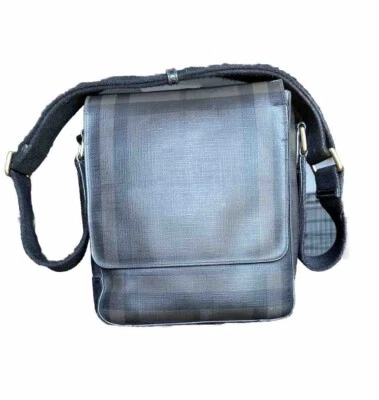 Burberry Flap Messenger Bag Dark Brown Check, Two Zip Pockets 9.5”x8”x2.5” - Image 1 of 4