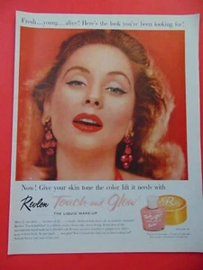 1957 REVLON Touch-and-Glow Make Up Pretty Woman print ad - Picture 1 of 1