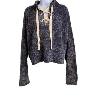 POL Women's Gray Chenille Sweater Size L Cozy Comfy Boho Pullover Slouchy - Picture 1 of 12