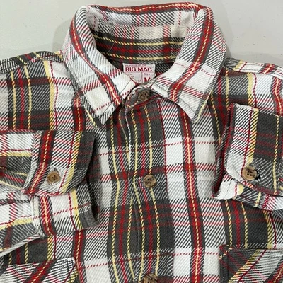 Vintage 70s JC Penney Big Mac Flannel Shirt M Red White Long Sleeve Plaid USA - Image 1 of 4