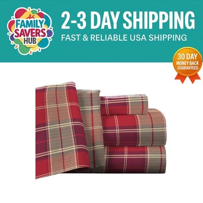 100% Cotton Flannel King Bedding Set - Oversized Sheets with European Closure - Image 1 of 4