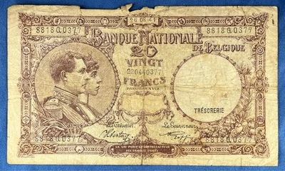 Belgium 1941 - 20 Francs - P-111.2 - ( Issued 26-08-41) - Economical Grade - Image 1 of 2