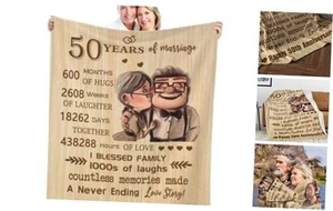 Blanket Gifts, Golden 50th Wedding Anniversary Couple 80"x60" 50th Anniversary - Picture 1 of 8