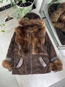 Piel de oveja vintage con piel real para mujer talla L - Imagen 1 de 20