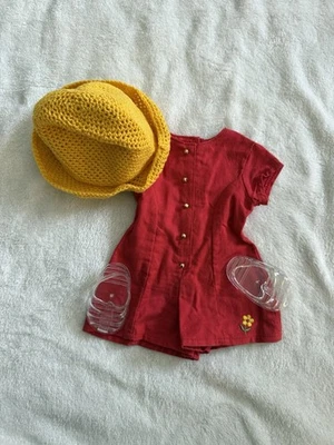 Pleasant Company American Girl 1996 rojo mameluco sombrero amarillo zapatos de gelatina retirados Foto 1 de 4